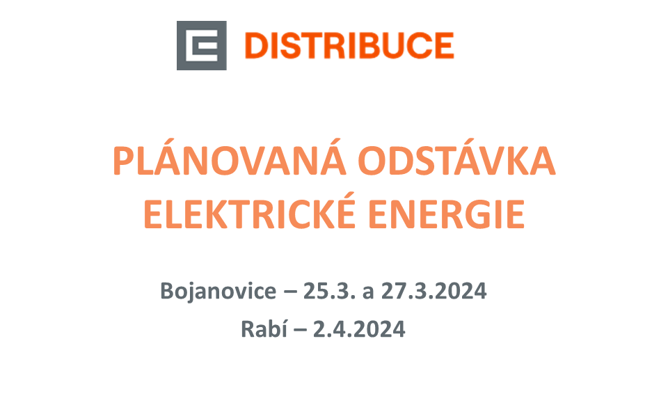 Aktualita Plánované odstávky elektrické energie v Bojanovicích a v Rabí
