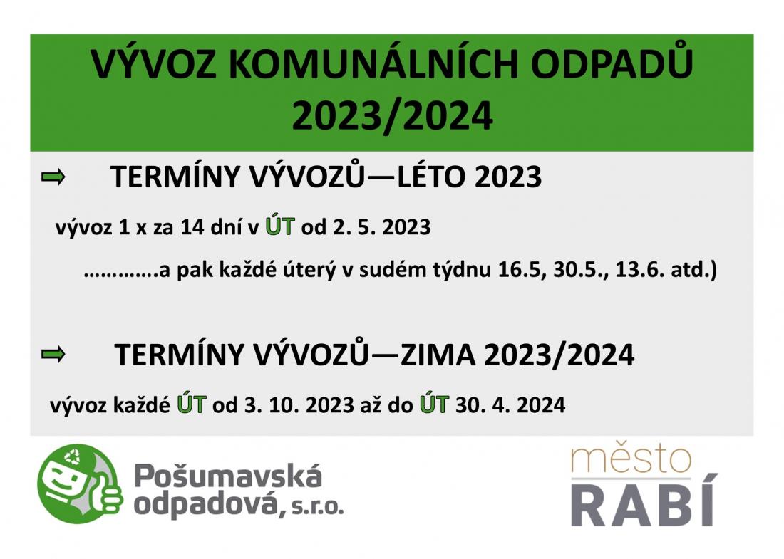 Zahájení letního režimu vývozu směsného odpadu
