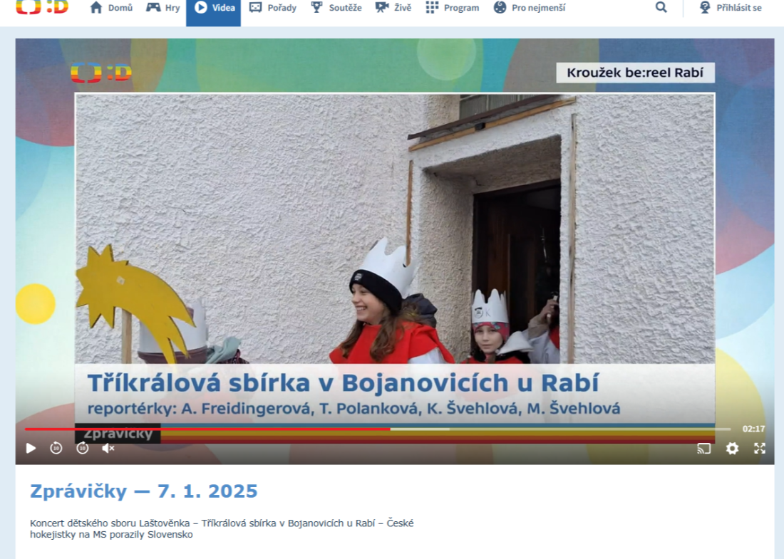 Kroužek #be:reel Rabí se stal dětskou televizí ČT Déčko