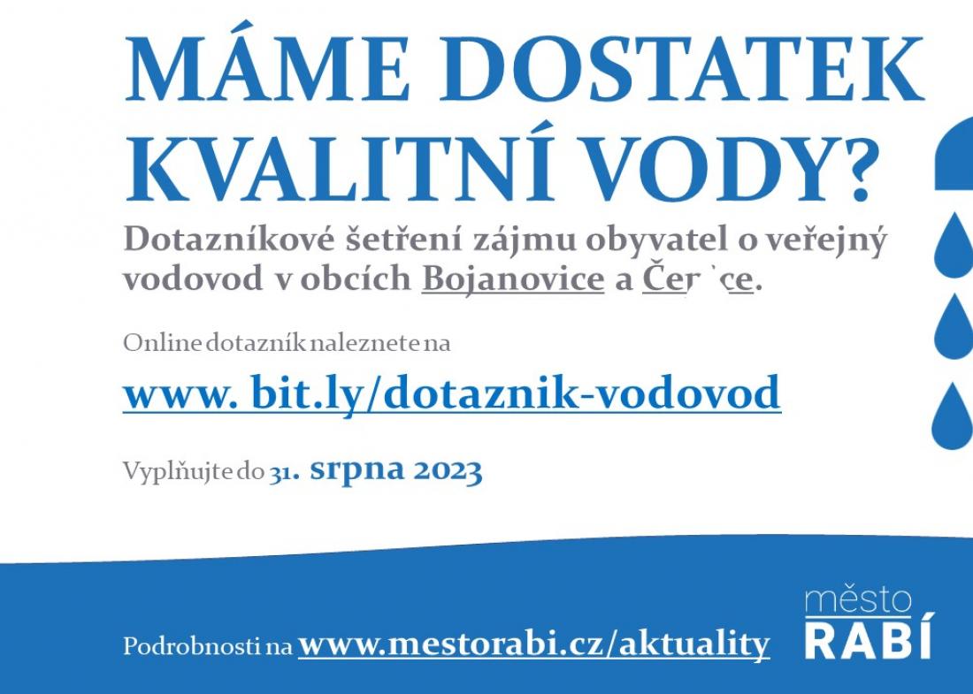Máme dostatek kvalitní vody?  Aneb jak jsme na tom s vodou v Bojanovicích a Čepicích—dotazník